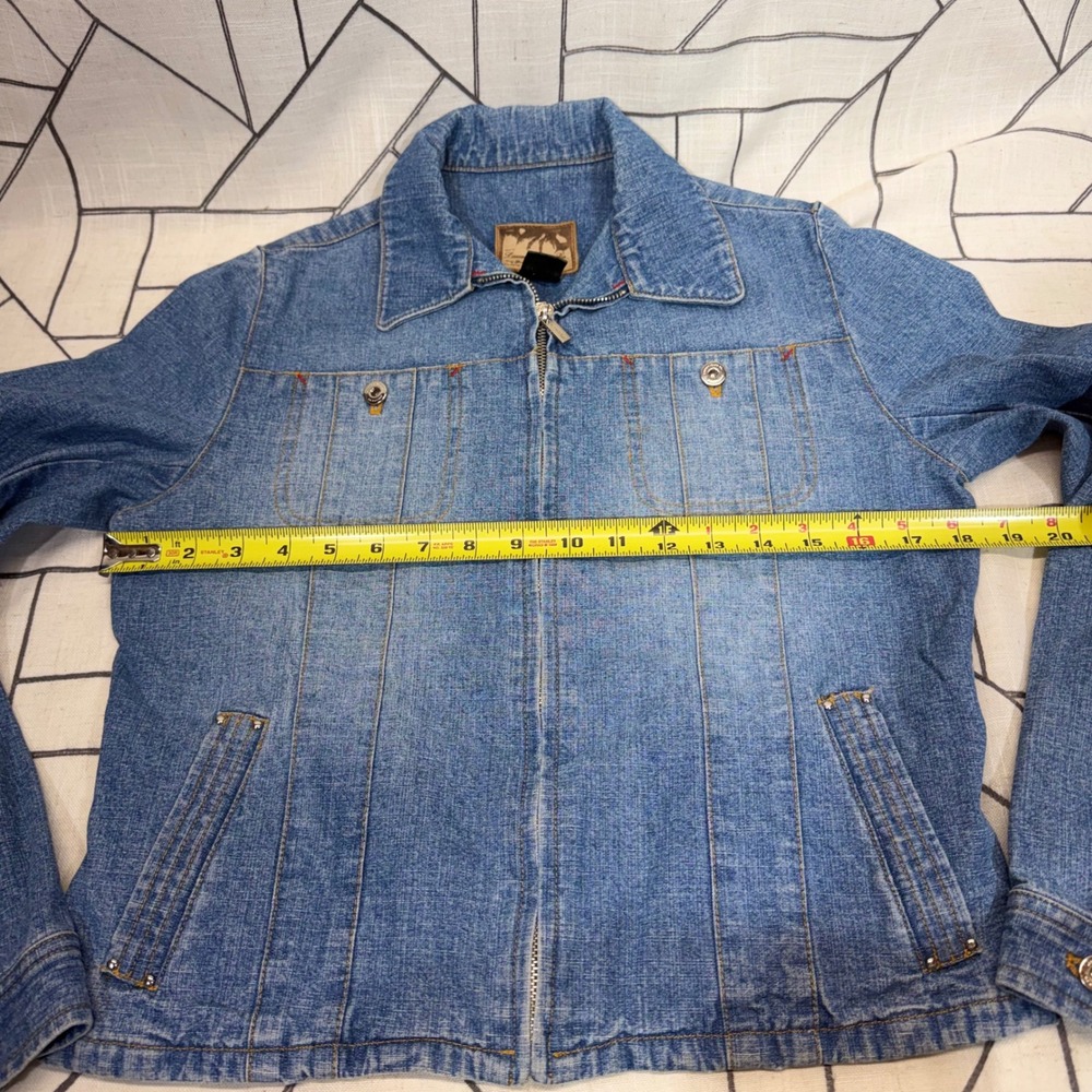 Lauren Jeans Co Ralph Lauren Denim Jacket Petite Small Blue Full Zip Trucker - Picture 7 of 8